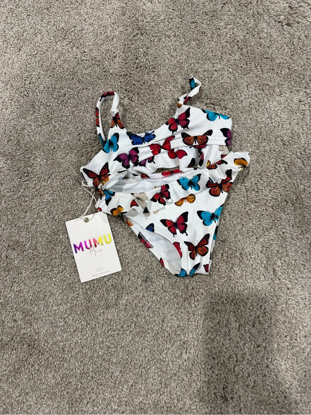 Show Me Your MuMu White Kids two piece with Multicolor Butterflies
